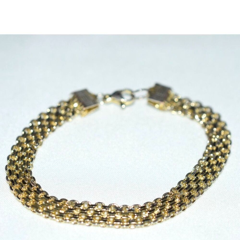 Vintage 60's Panther Link Gold/Silver Tone Chain 6.5" Unisex Casual Bracelet